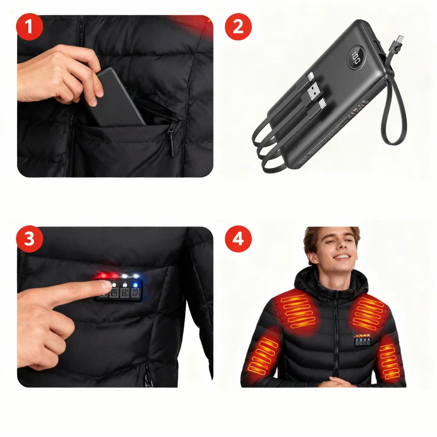 Heated Jacket™ – Inteligentna Kurtka Grzewcza z Włóknem Węglowym | 🚚 Darmowa wysyłka | Oszczędzasz 101 zł